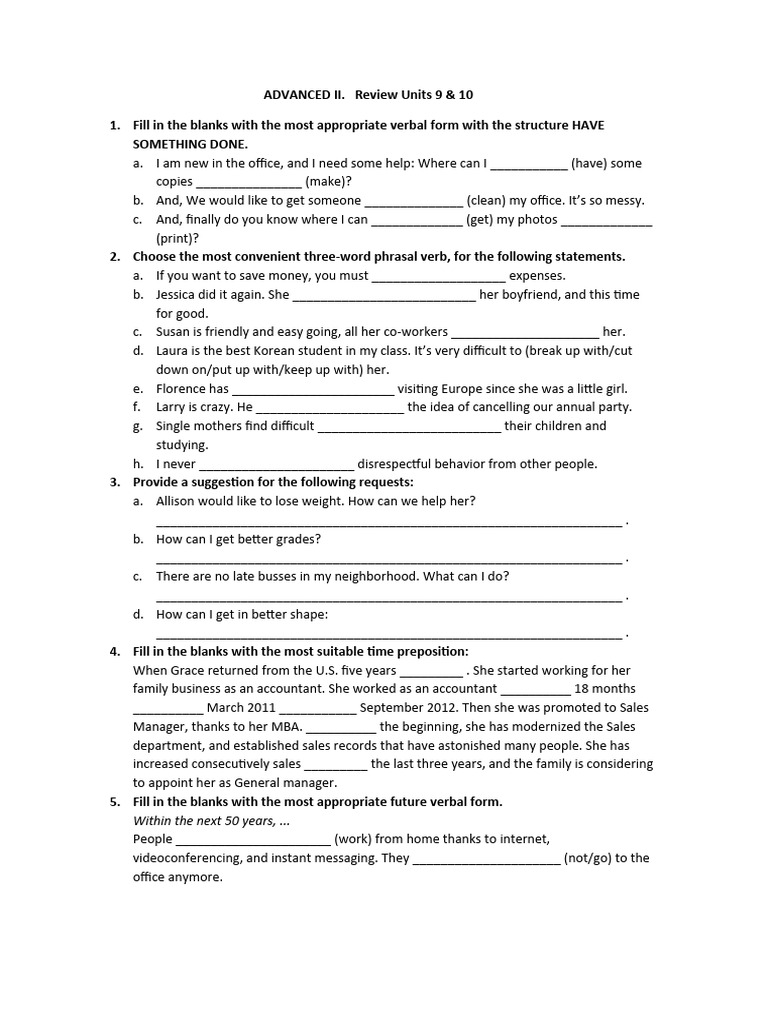 Advanced English Grammar Exercises | PDF | Telephone | Communication