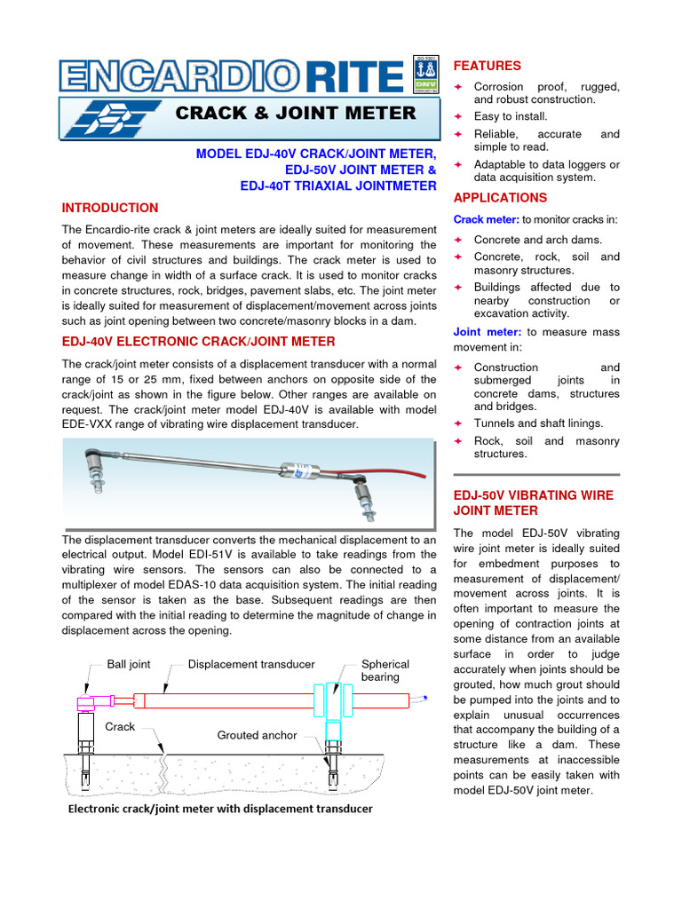 Encardio-Rite Crack & Joint Meters | PDF | Concrete | Dam