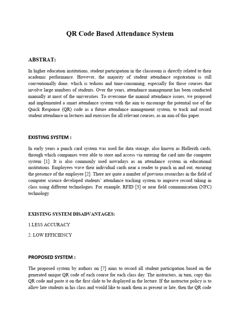 286 QR Code Based Attendance System | PDF | Software | Information And