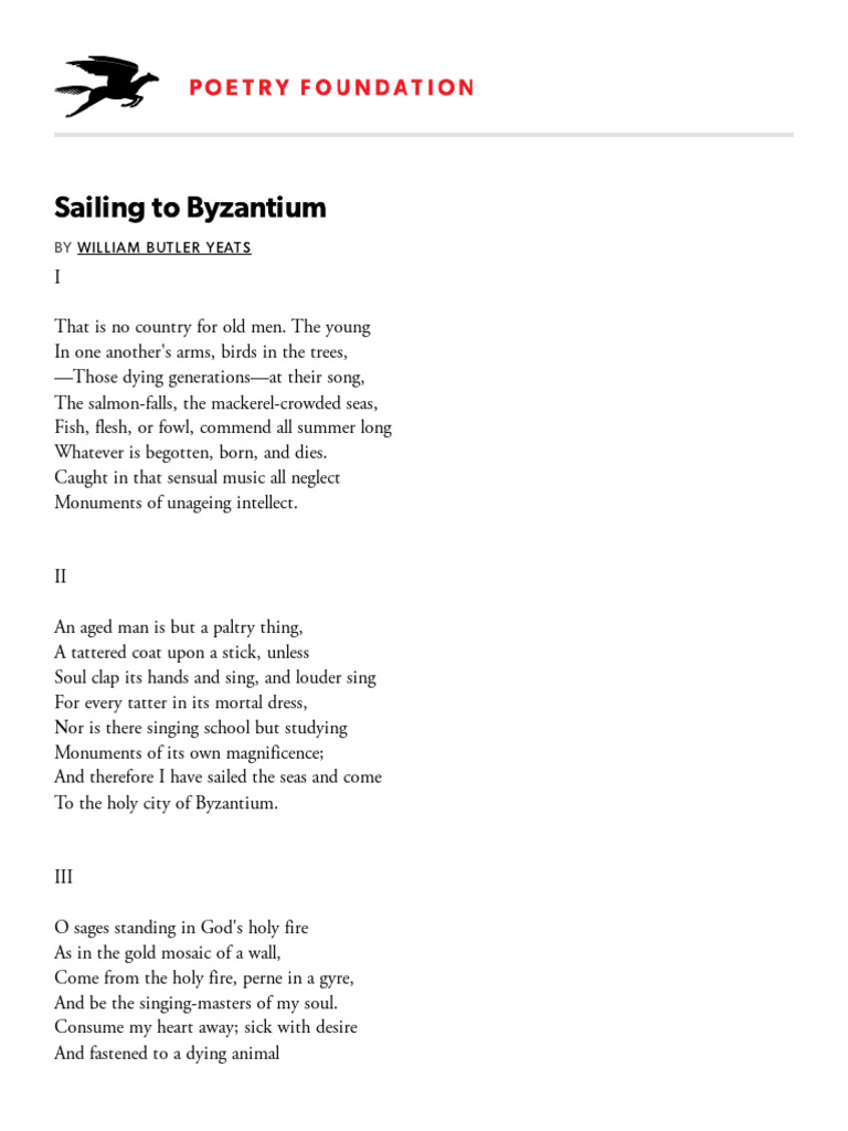 Sailing To Byzantium by William Butler Yeats - Poetry