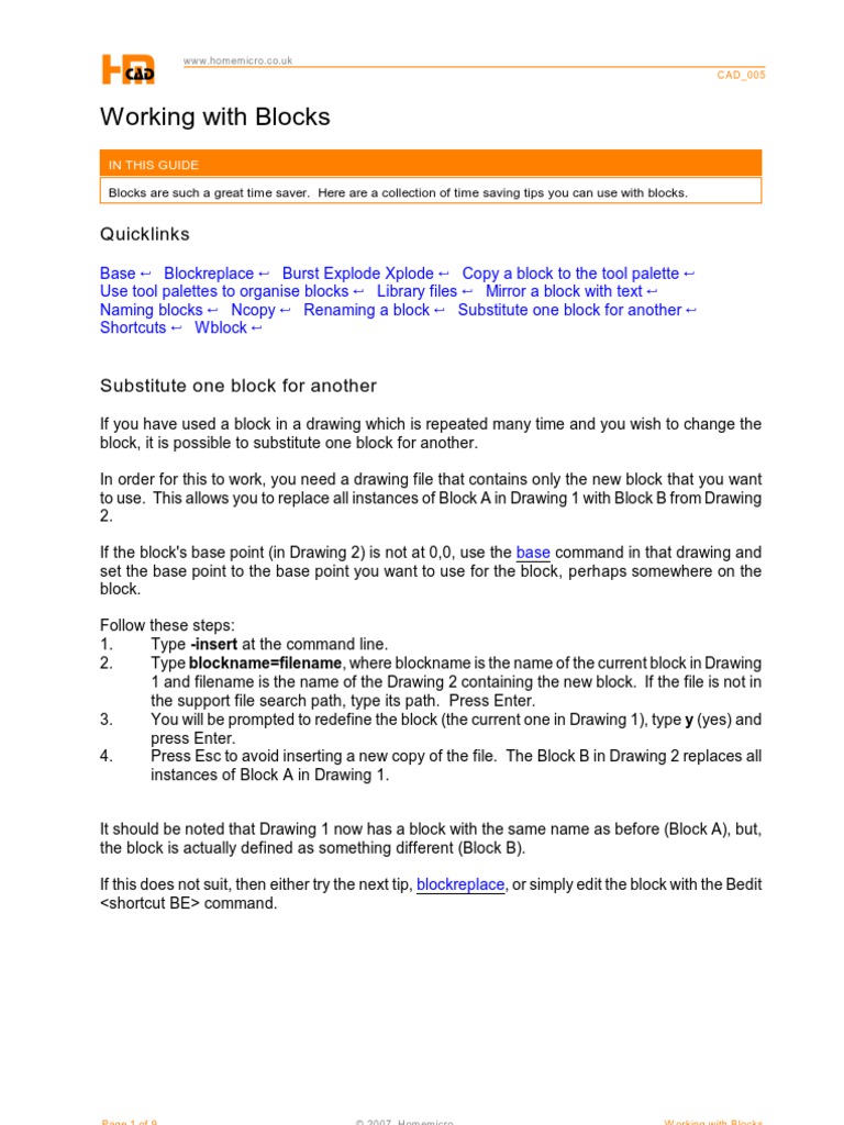 Working With Blocks: Quicklinks | PDF | Command Line Interface ...