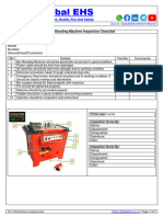 Bar Bending Machine Safety Inspection Checklist