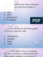 Buyer and Seller Quiz Tle 6