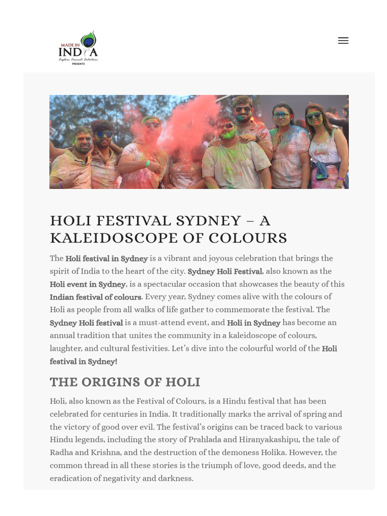 Holifestival Au Holi Festival Sydney a Kaleidoscope of Colours PDF