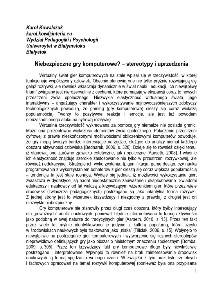 Niebezpieczne gry komputerowe stereotypy i uprzedzenia pdf