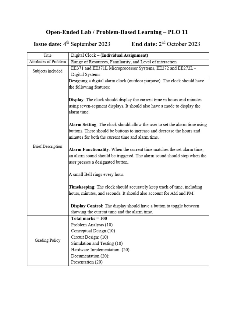 Open Ended Lab | PDF | Clock | Digital Electronics