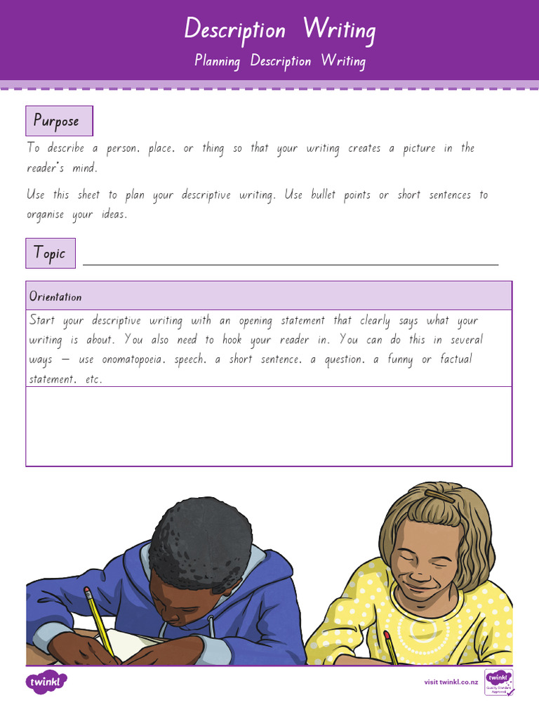 Descriptive Writing - Planning Sheet | PDF