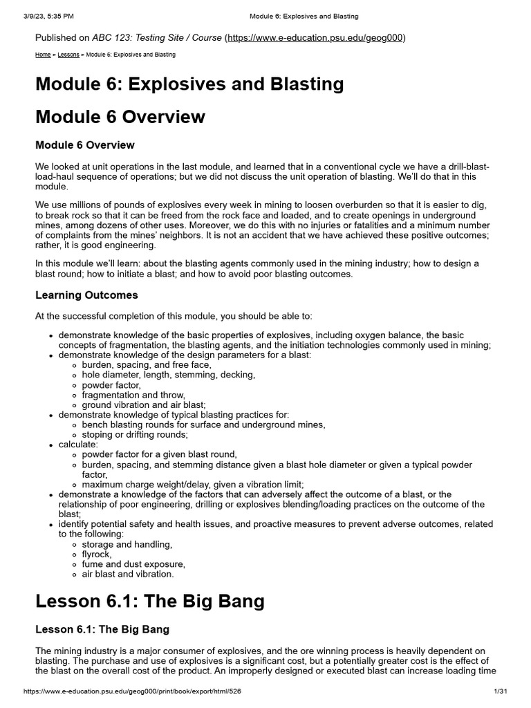 Module 6 - Explosives and Blasting | PDF | Explosion | Nature