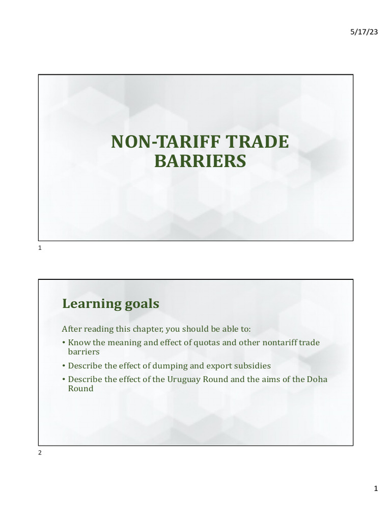 Understanding Non-Tariff Trade Barriers | PDF | Non Tariff Barriers To ...
