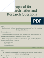 Proposal For Research Titles and Research Questions