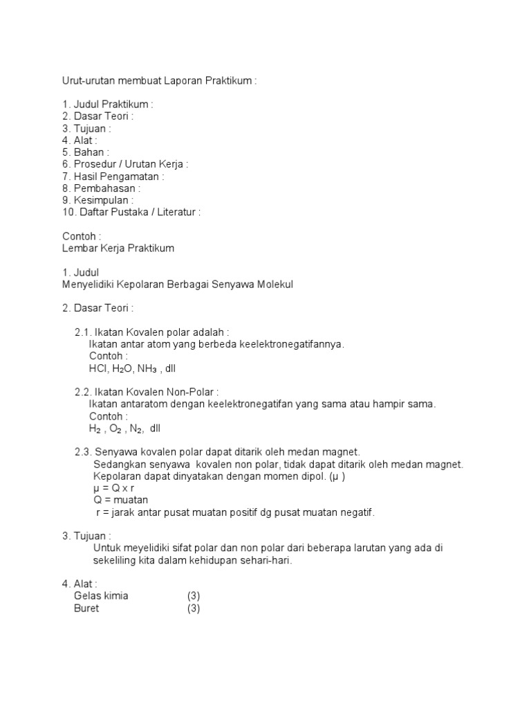 Contoh Laporan Hasil Praktikum Pdf