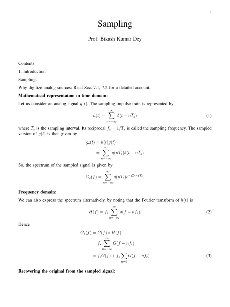 Sampling and Quantization | PDF | Sampling (Signal Processing ...