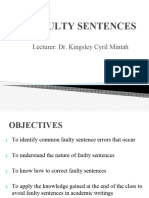 Faulty Sentences: Lecturer: Dr. Kingsley Cyril Mintah