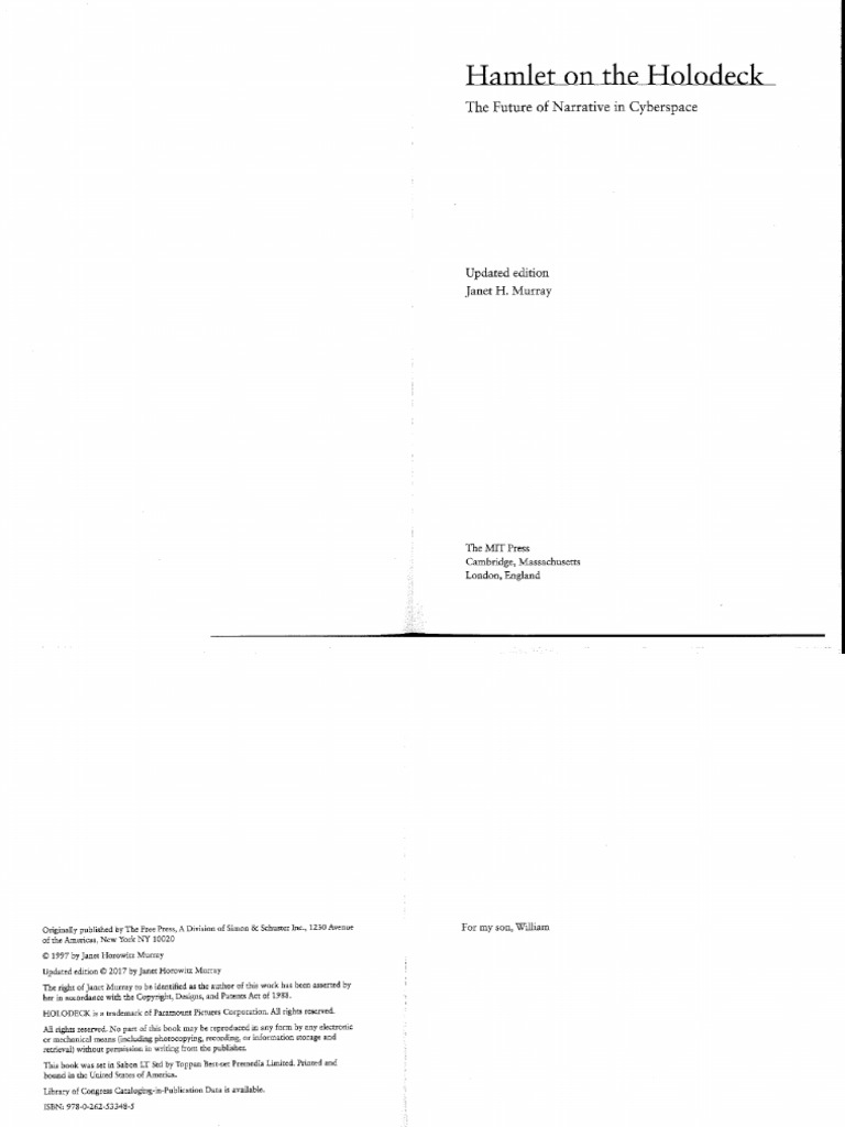 Murray Hamlet On The Holodeck PDF