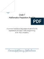 GR 7 Math Preparation Summer 2022