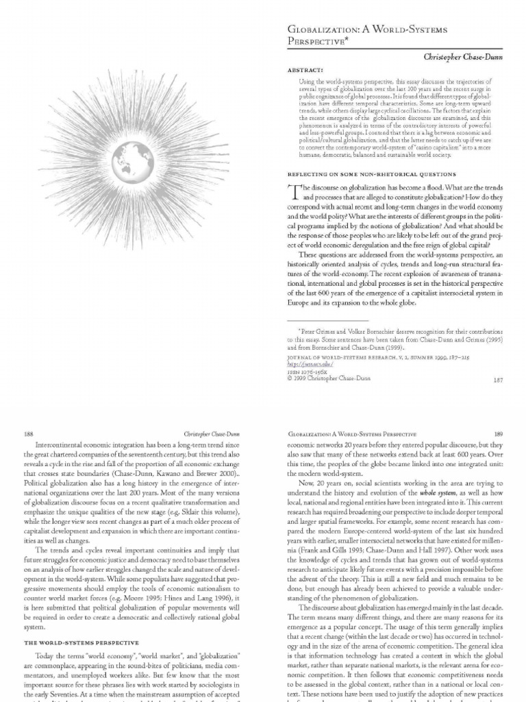 Globalization_A_WorldSystems_Perspective PDF World Systems Theory Globalization