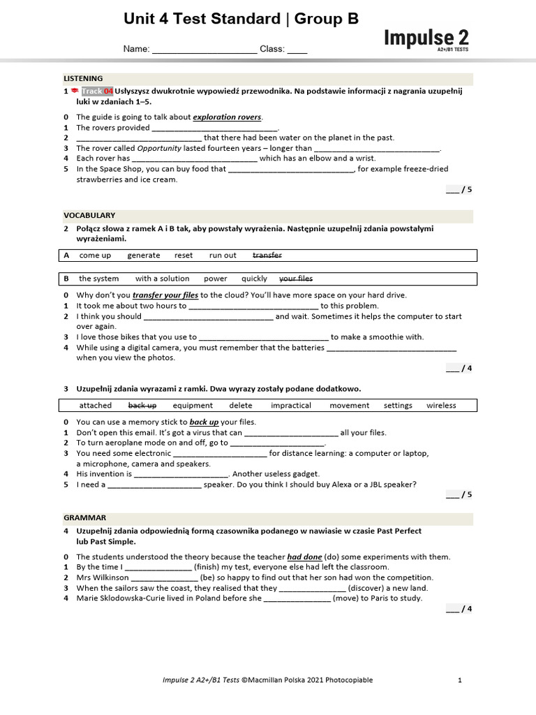 Unit 4 Test Standard B | PDF