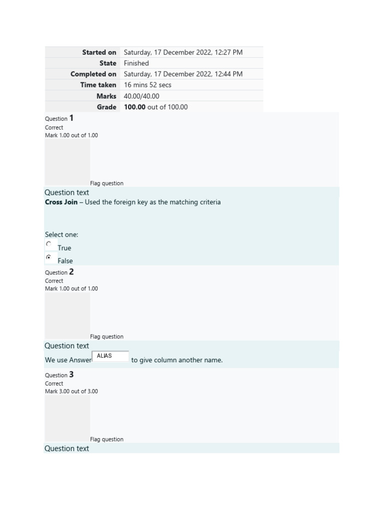 UGRD-ITE6100B Fundamentals of Database System FINAL EXAM | PDF ...