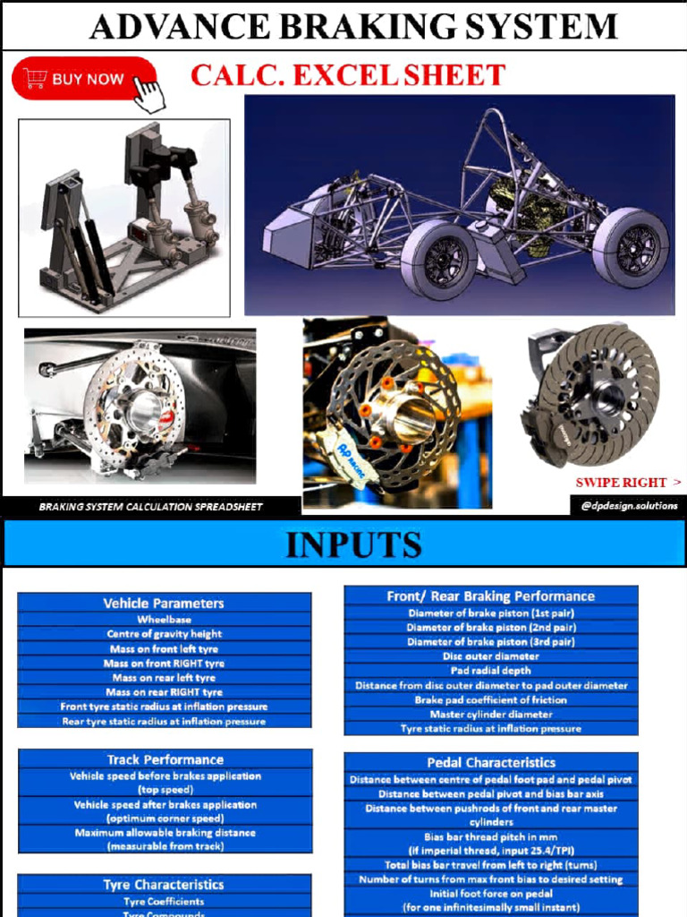 Braking System Calculation Spreadsheet | PDF | Brake | Acceleration