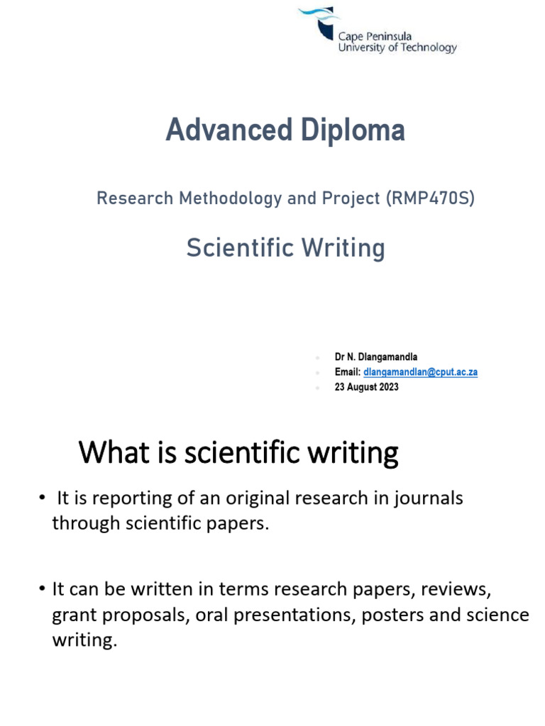 RMP470S Lecture 6 - Scientific Writing | PDF | Academic Publishing