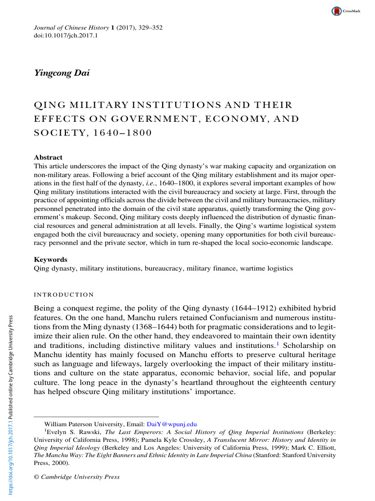qing-military-institutions-and-their-effects-on-government-economy-and