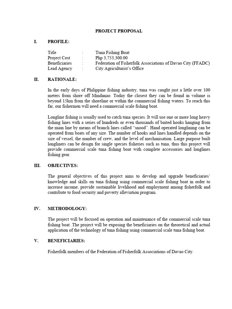 Project Proposal Commercial Tuna Fishing Boat For FFADC PDF
