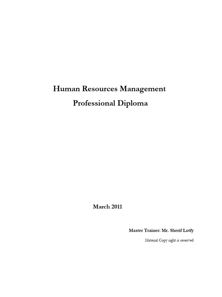 Human Resources Management Diploma | PDF | Strategic Management | Human ...