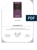 Heritage Telfair Certificate Wine Award