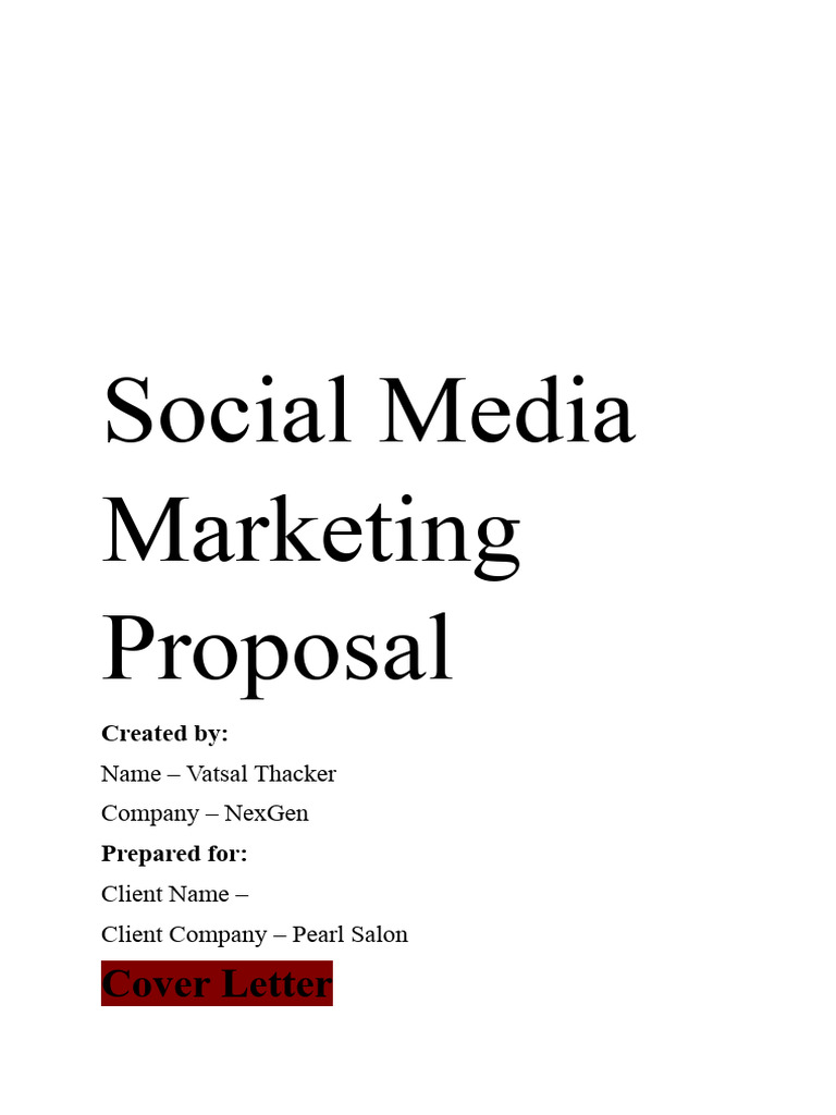 Social Media Marketing Proposal for Pearl Salon | PDF | Social Media ...