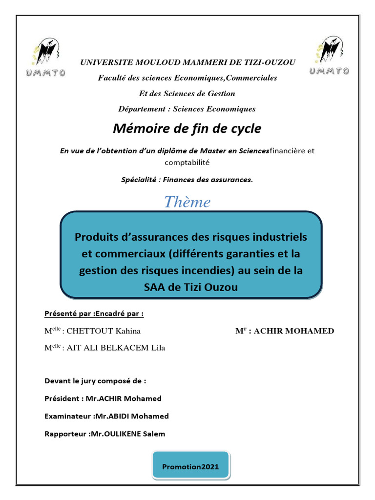 Assurance Incendie : Gestion des Risques SAA | PDF | Assurance | Risque