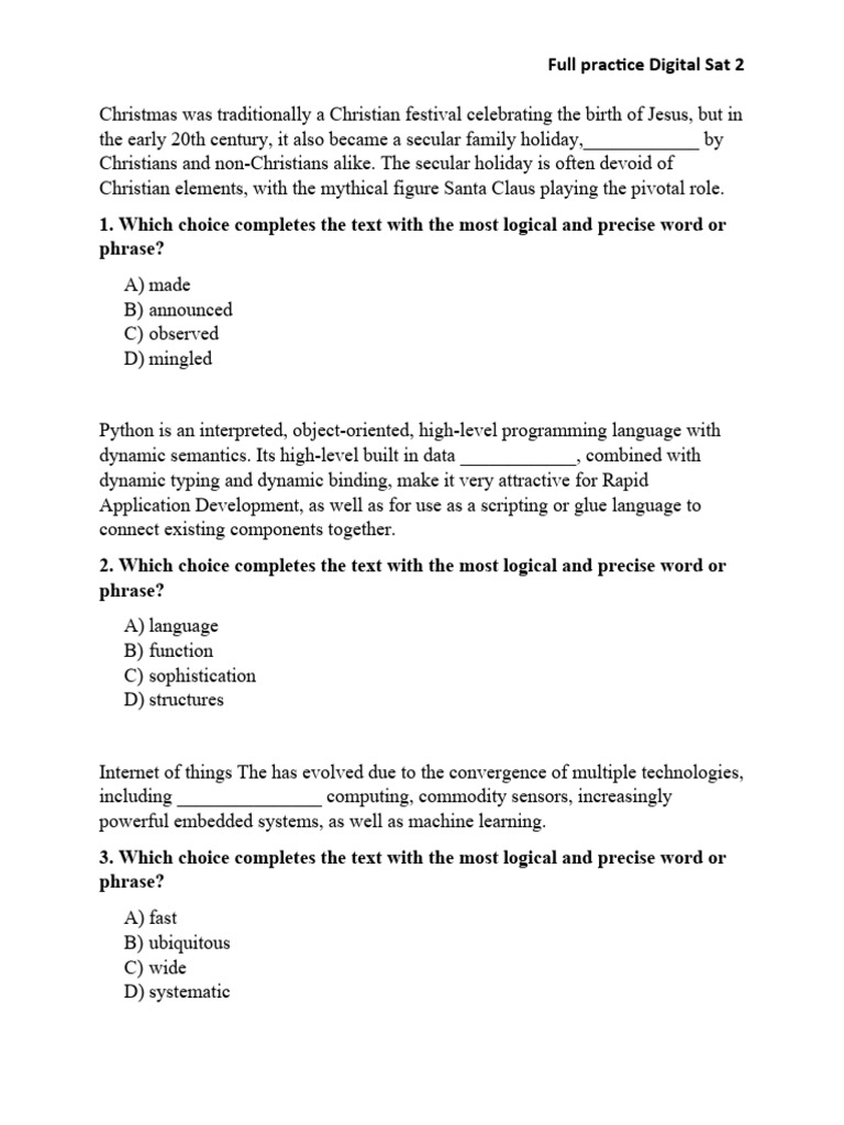 Sat English Full Practise PDF Hamlet Car