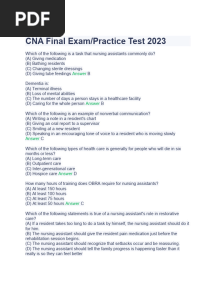 Illinois CNA State Exam Questions 2023 With Complete Solution