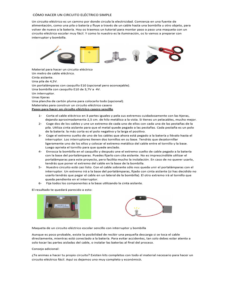 Cómo Hacer Un Circuito Eléctrico Simple 2 | PDF | Bombilla