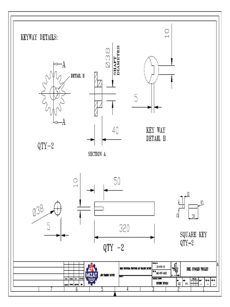 Gear & Shaft (Keyway Details) PDF