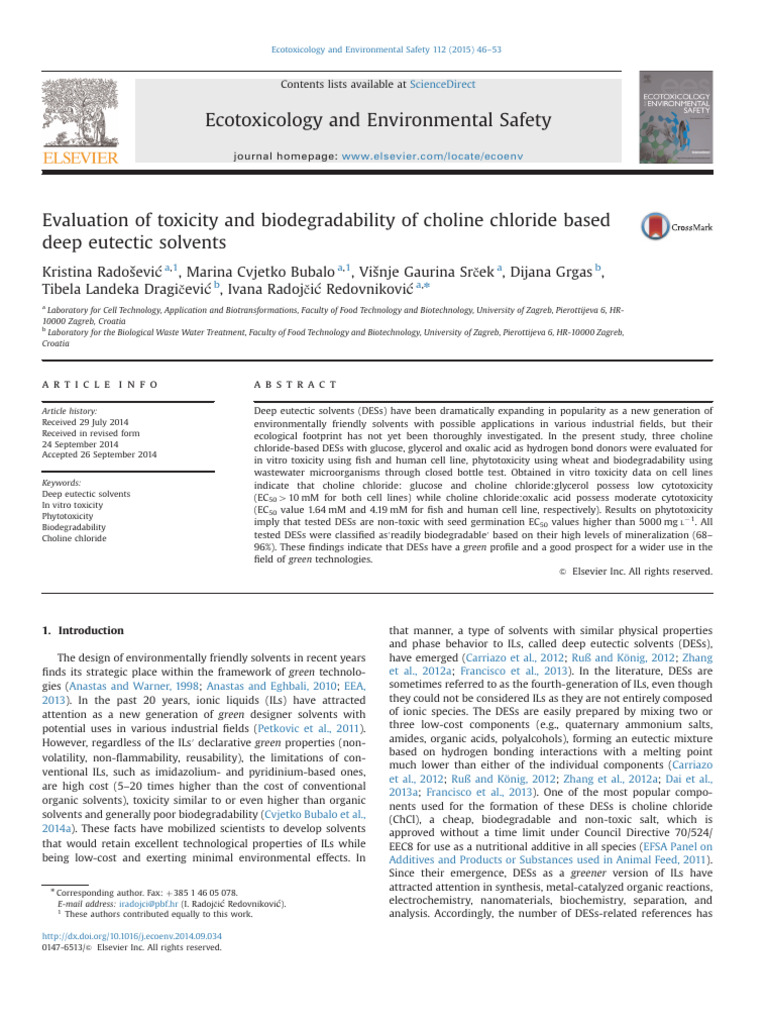 7.evaluation of Toxicity and Biodegradability of Choline Chloride Based