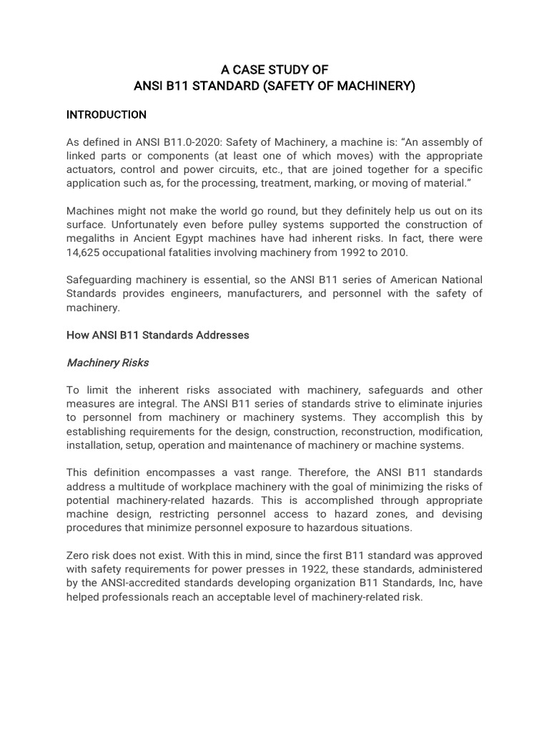 Ansi b11 standards safety of machinery group 1 1 pdf safety risk