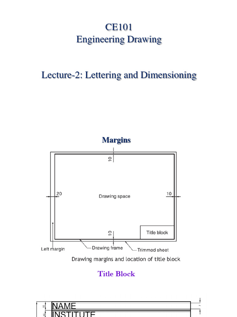 Engineering Drawing: Lettering & Dimensioning | PDF | Drawing | Circle