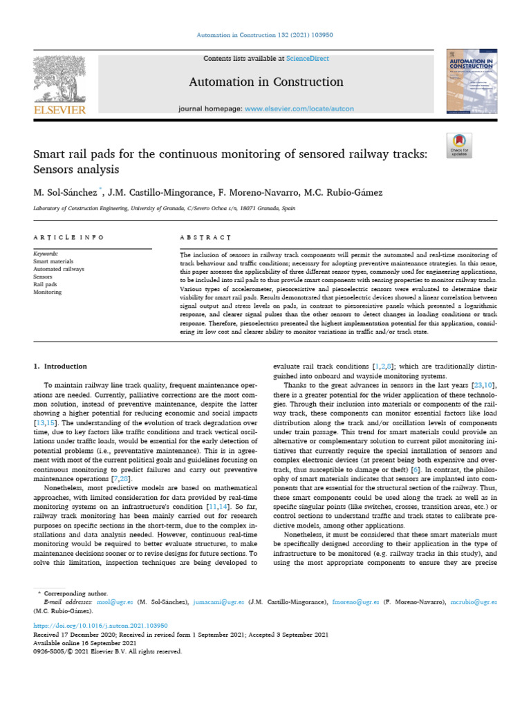 Smart Rail Pads for Track Monitoring | PDF | Accelerometer ...