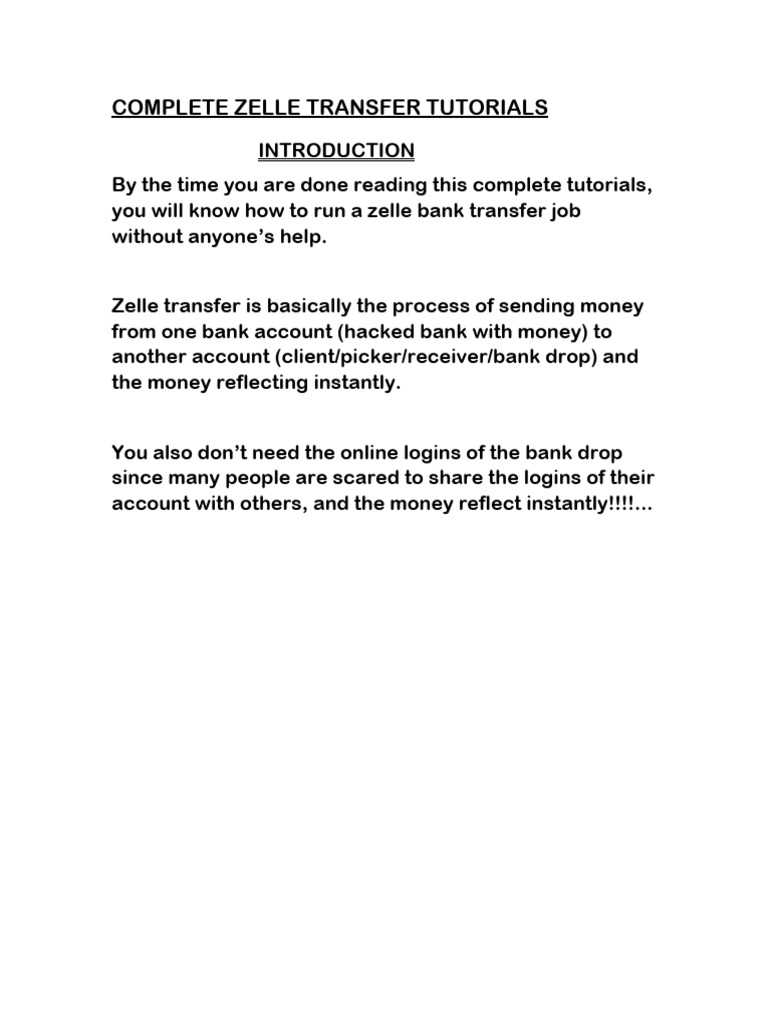 Zelle Transfer Tutorials PDF Payments World Wide 
