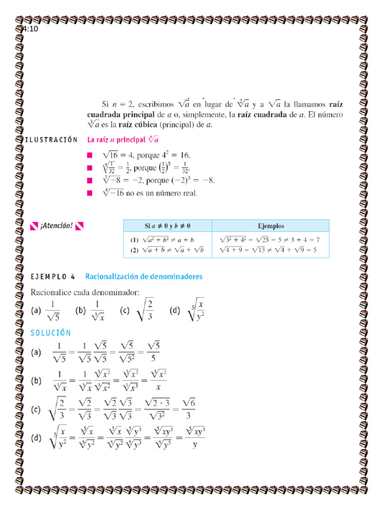 Tres Ejemplos De Ejercicios De Propiedades De Radicales Pdf Ajedrez