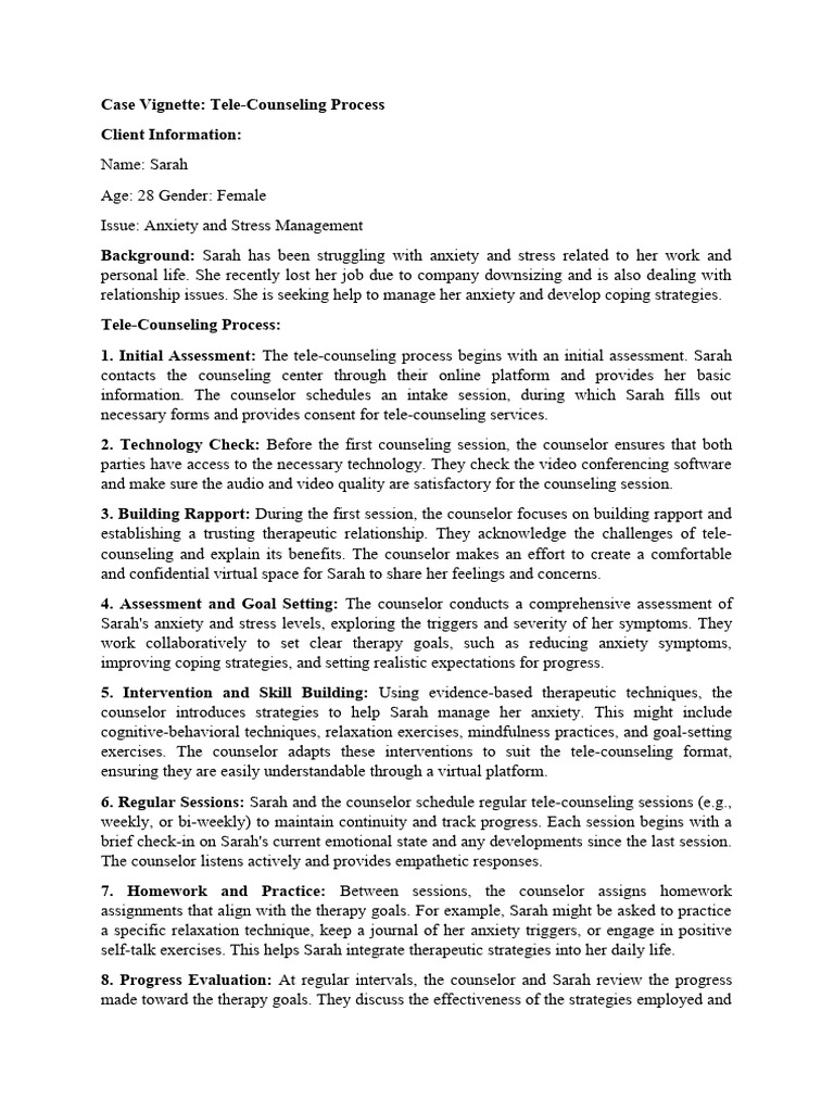 Case For Tele Counselor PDF Psychotherapy School Counselor