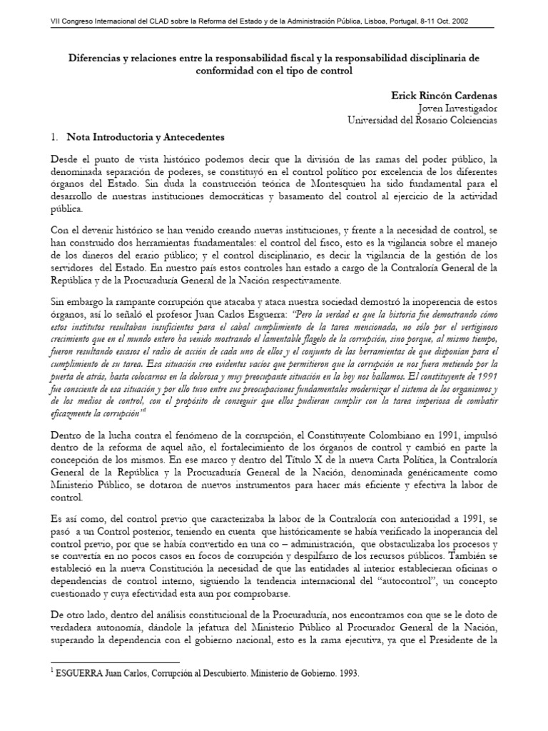 Responsabilidad Fiscal y Disciplinaria en Colombia | PDF | Derecho ...