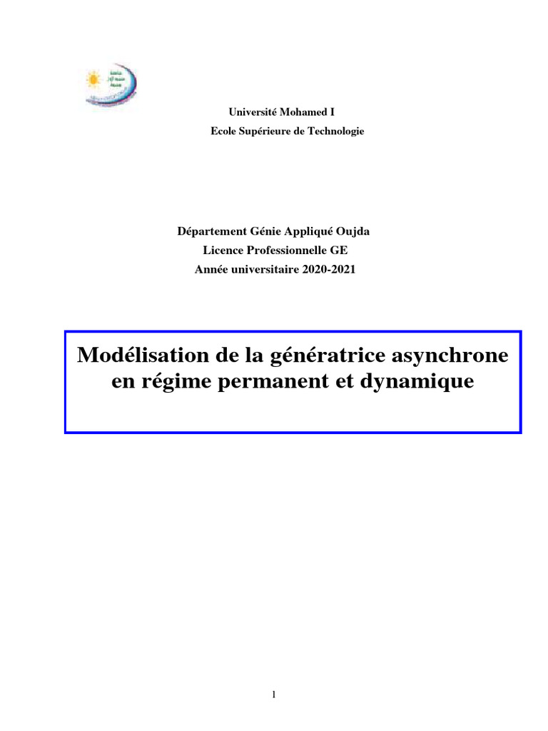 Modélisation de la génératrice asynchrone | PDF | Générateur électrique ...