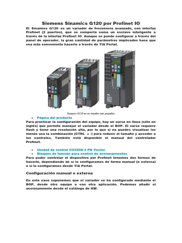 Siemens Sinamics G120 Por Profinet IO | PDF | Arquitectura de ...