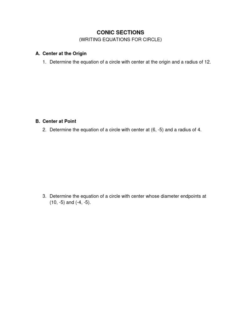 Circle Equations in Conic Sections | PDF