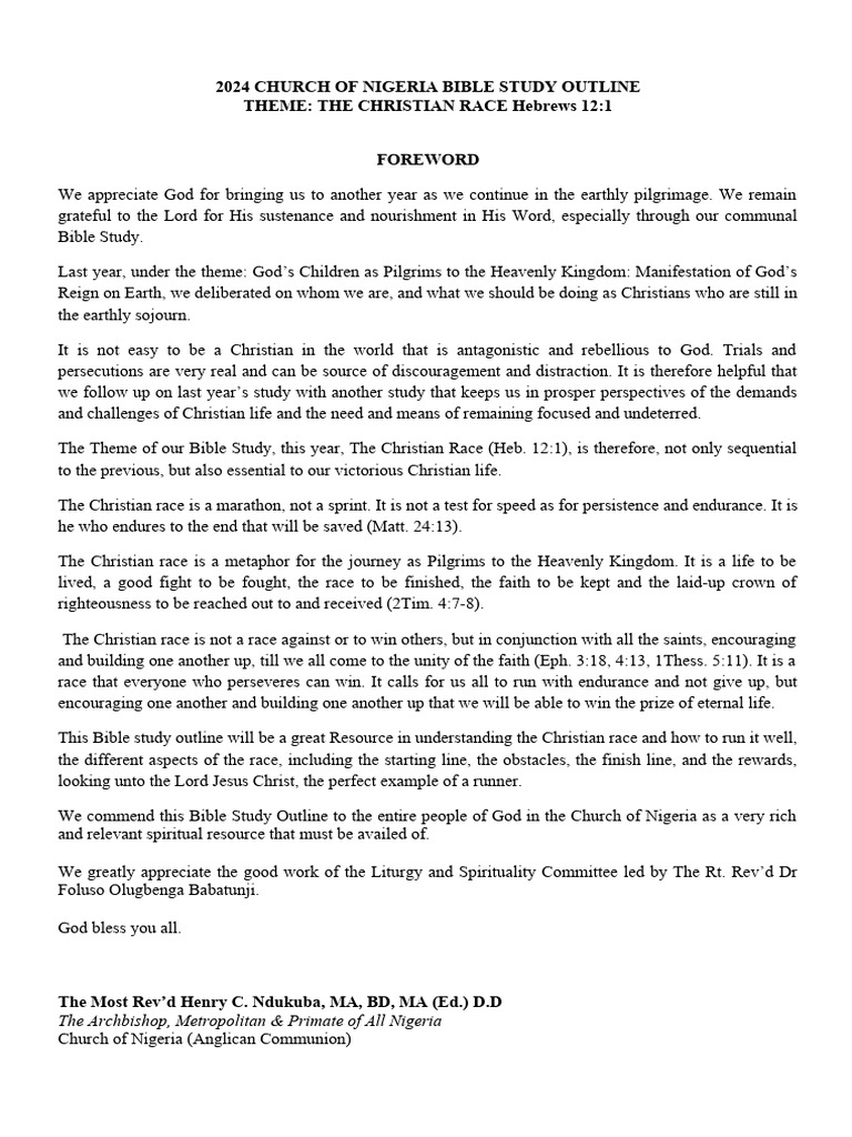 Church Bible Study Outlines Bible Study Outline 2024 – AVMCC