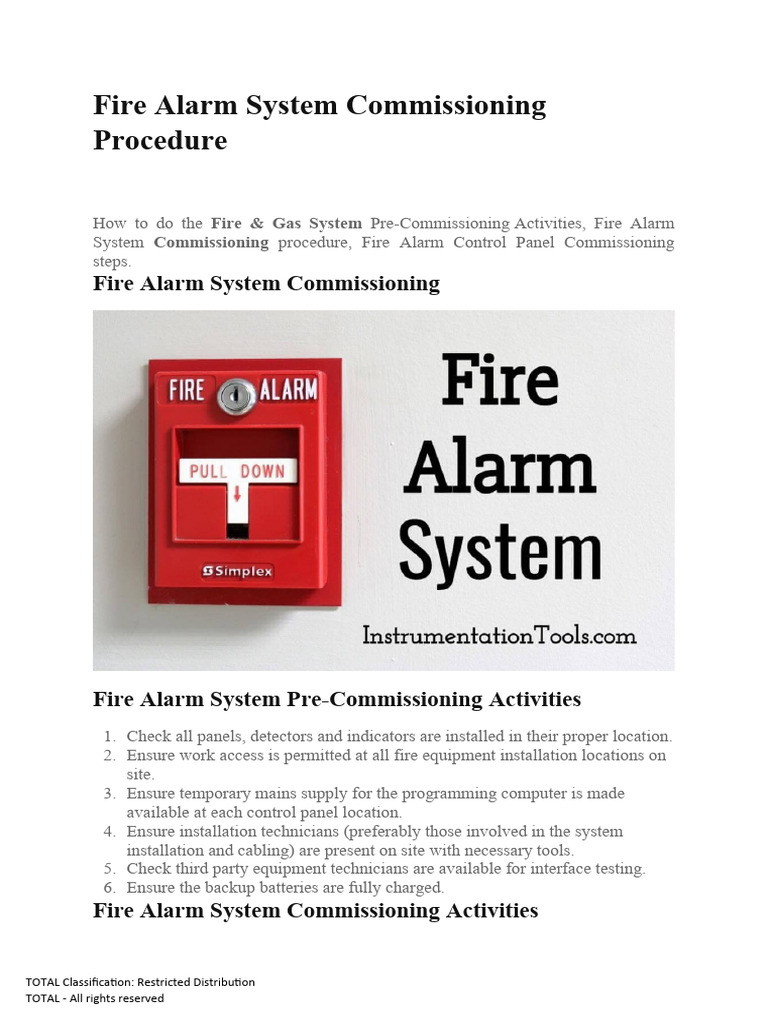 Fire Alarm System Commissioning Procedure PDF Computer Science