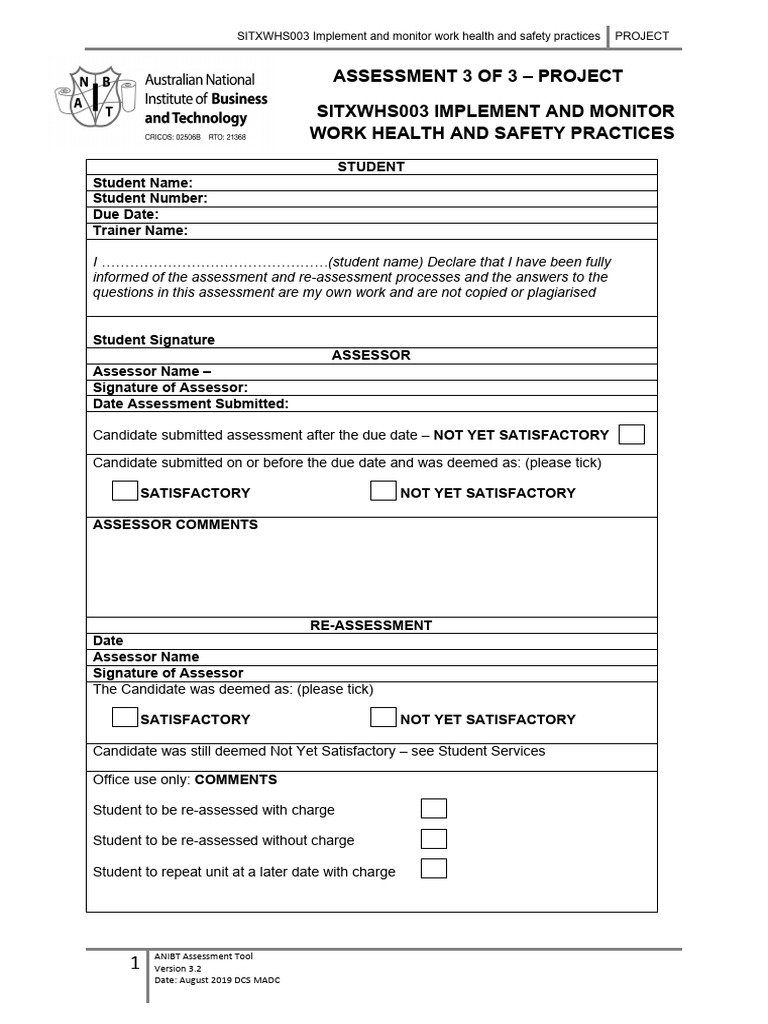 WHS Practices Assessment Guide | PDF | Occupational Safety And Health ...