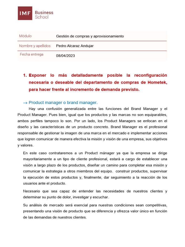 Ejercicio Gestión de compras y aprovisionamiento | PDF | Business ...