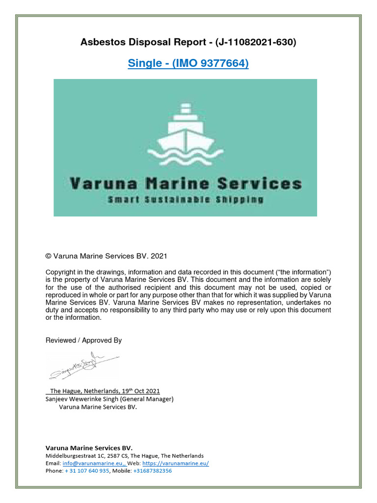 Asbestos disposal report single pdf pollution